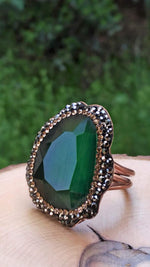 Green Crystal Adjustable Ladies Ring