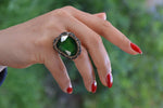 Green Crystal Adjustable Ladies Ring